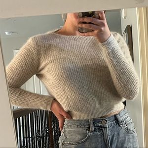 Light Gray Fuzzy Cropped Sweater Size XS